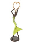 Lifted Heart Burkina Bronze Sculpture in Green