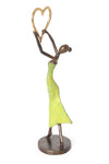 Lifted Heart Burkina Bronze Sculpture in Green