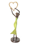 Lifted Heart Burkina Bronze Sculpture in Green