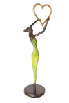 Lifted Heart Burkina Bronze Sculpture in Green