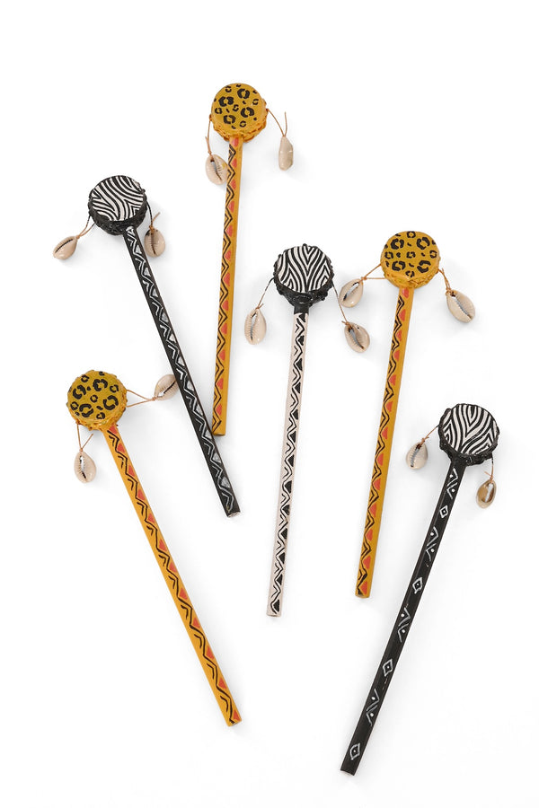 Animal Print Spin Drum Pencils - Set of 6
