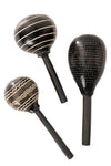 Black Hand Carved Calabash Gourd Maraca Shaker - Assorted