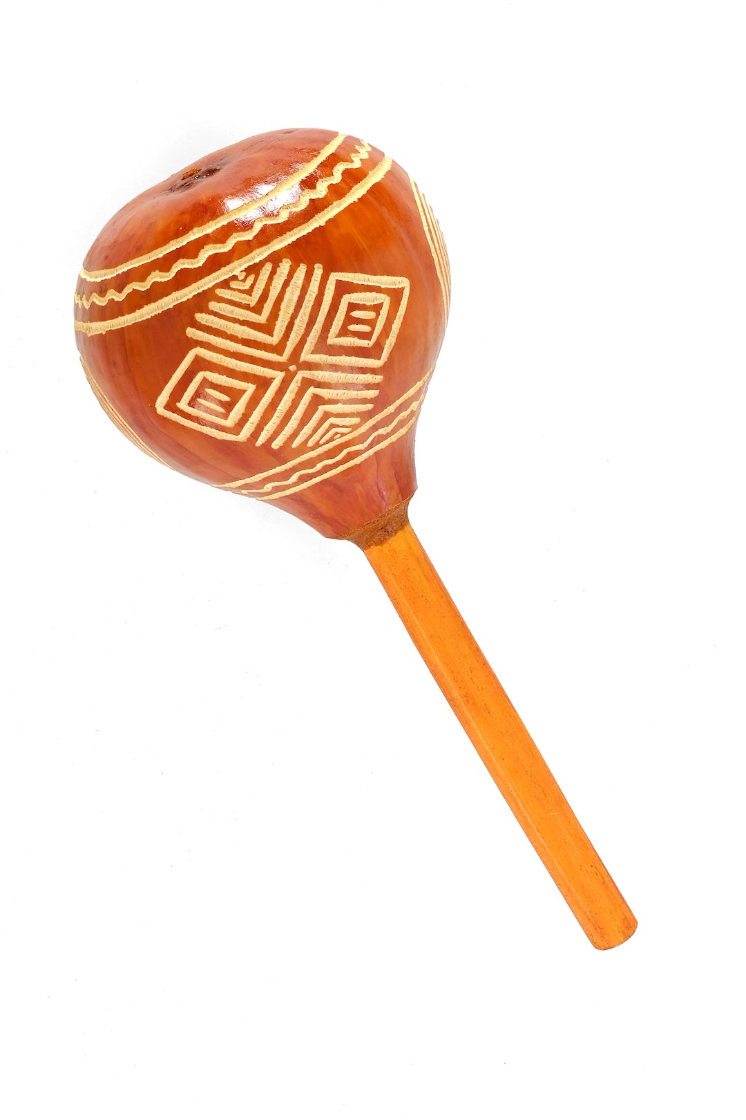 Brown Hand Carved Gourd Maraca Shaker from Kenya - Assorted