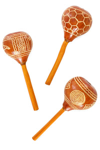 Brown Hand Carved Gourd Maraca Shaker from Kenya - Assorted