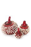 Large Red Calabash Gourd and Cowrie Shell Shekere