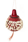 Medium Red Calabash Gourd and Cowrie Shell Shekere