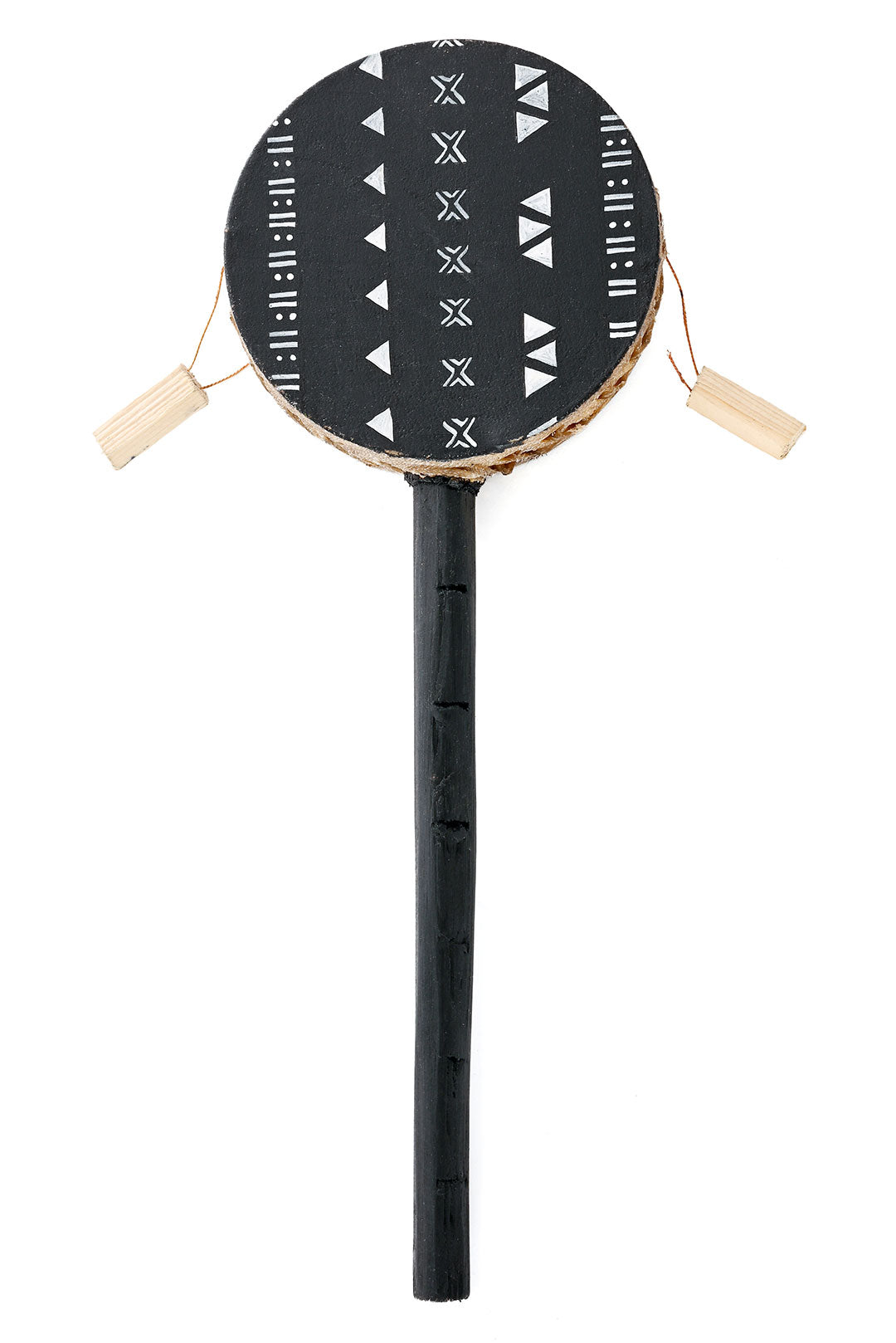 Black Geometric 4.5" Spin Drum from Kenya