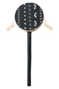 Black Geometric 4.5" Spin Drum from Kenya