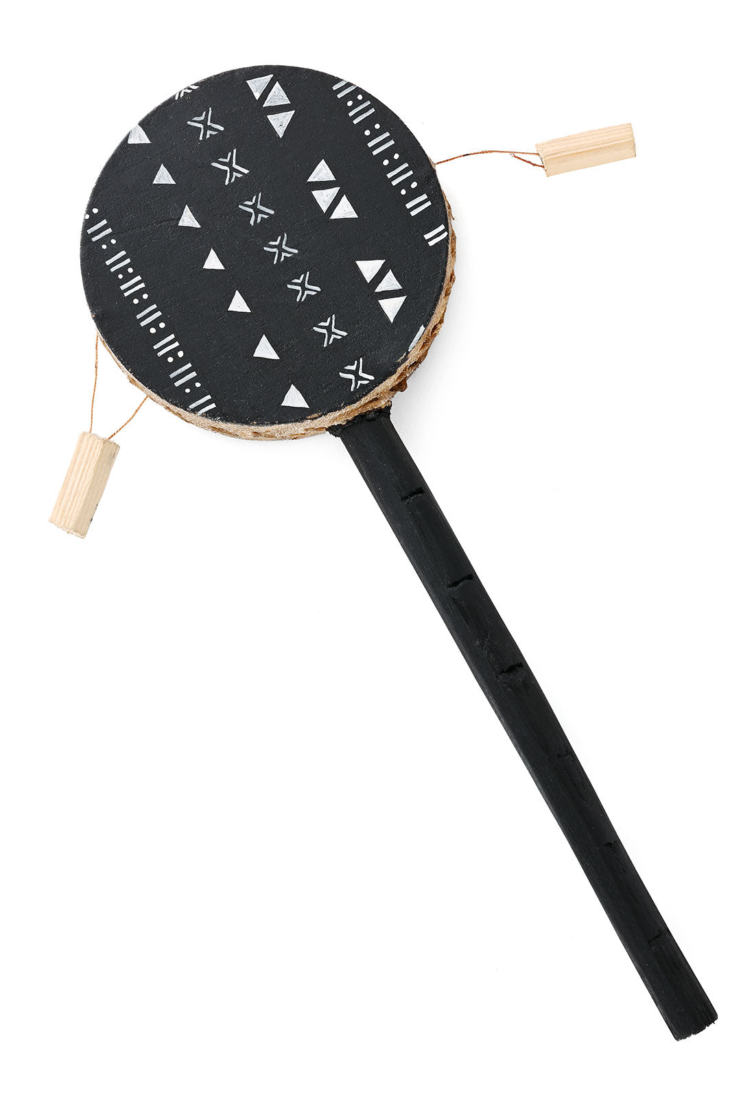 Black Geometric 4.5" Spin Drum from Kenya