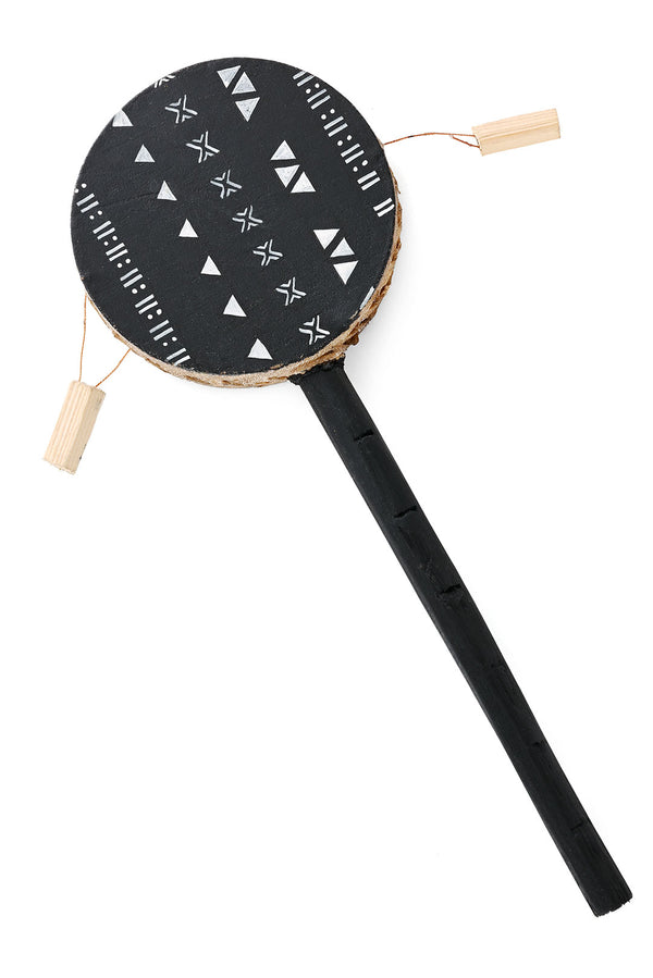 Black Geometric 4.5" Spin Drum from Kenya