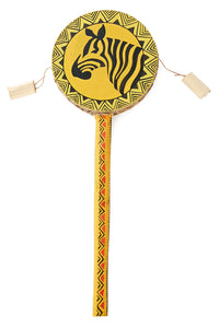 Yellow Zebra Print Spin Drum from Kenya