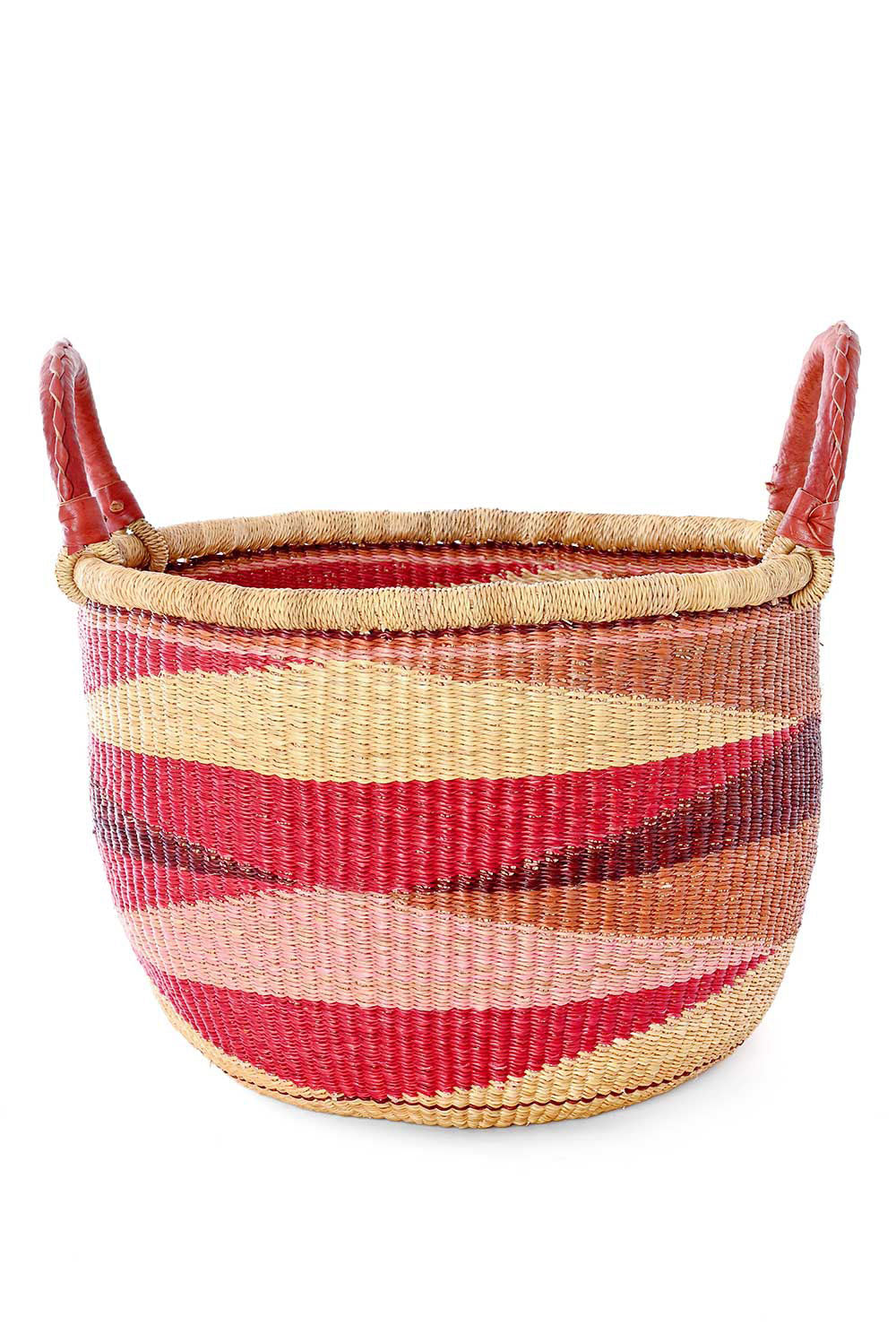 Shades of Red Triangle Design Double Handle Bolga Basket