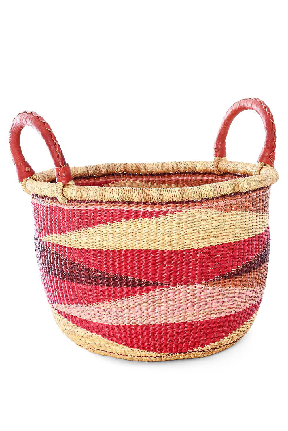 Shades of Red Triangle Design Double Handle Bolga Basket
