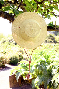 Natural Ghanaian Short Brimmed Straw Hat with Strap
