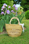 Natural Ghanaian Lacework Wing Shopper with Dye-Free Leather Handles