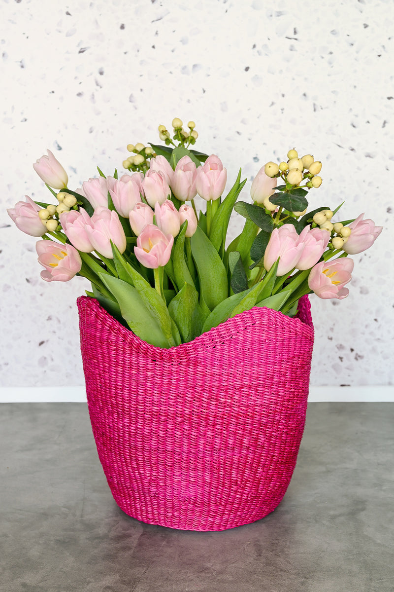 Magenta Elephant Grass Tulip Baskets