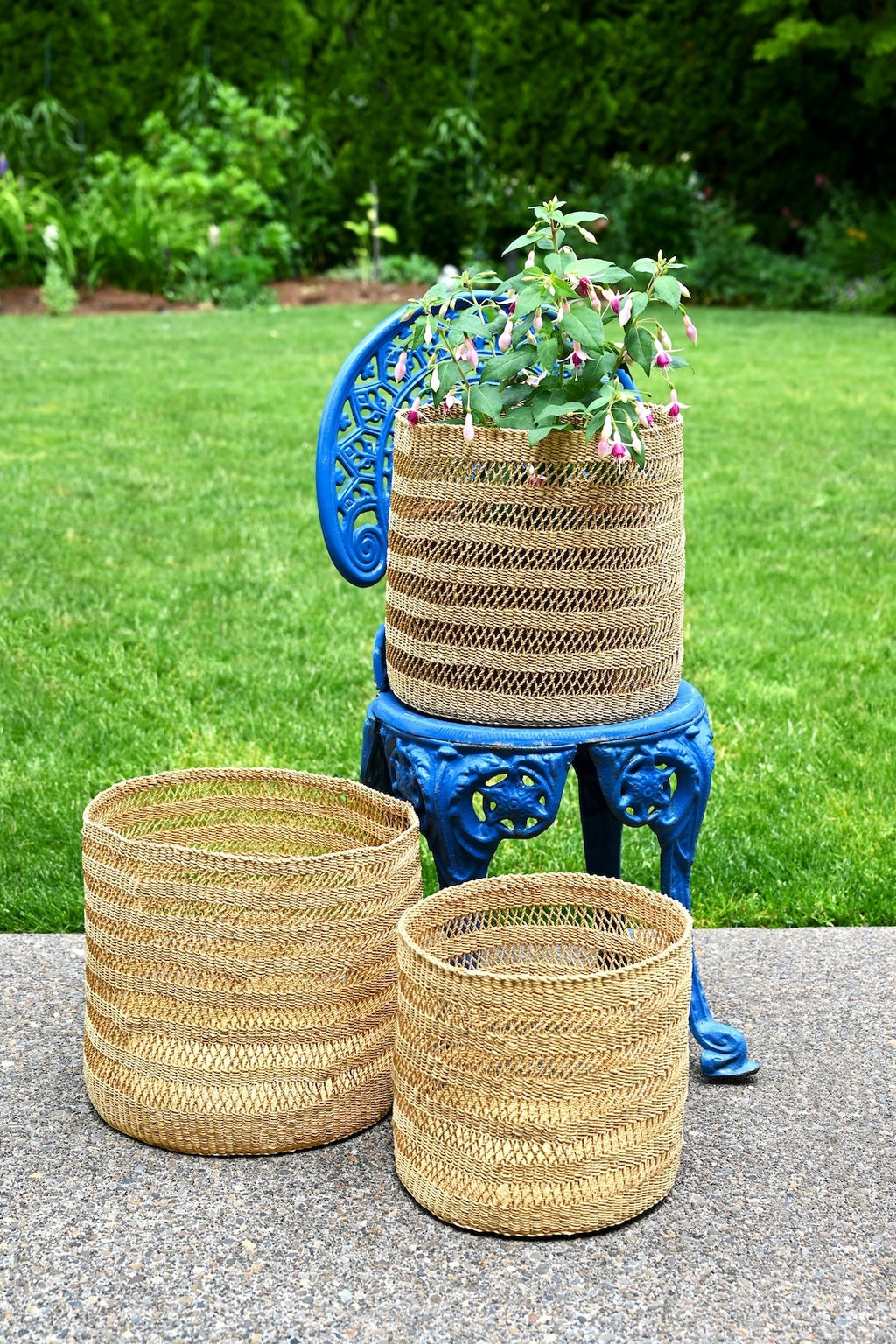 Lace Weave Basket Bin from Ghana - Small