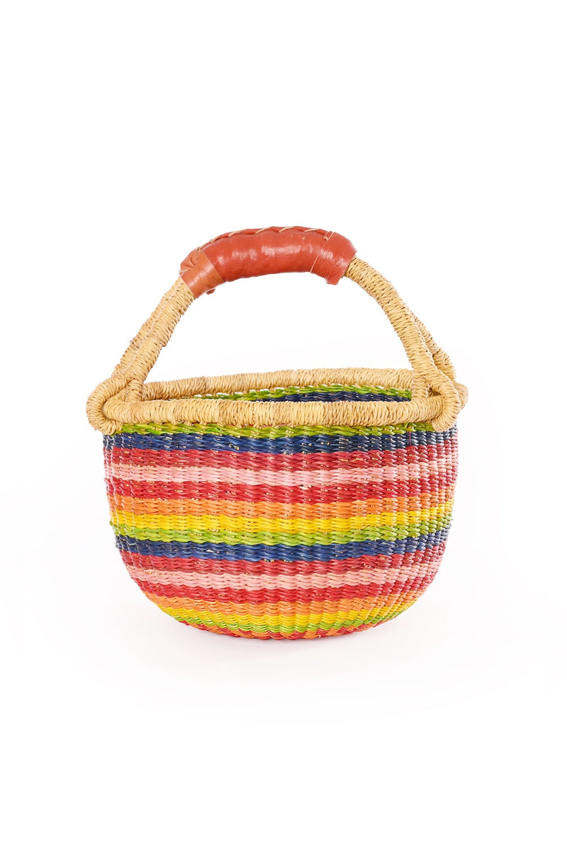 Rainbow Chaser Baby Bolga Basket - Leather Handle