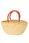 Large Oval Picnic Basket with Leather Handles - Natural