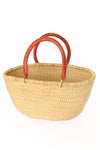 Large Oval Picnic Basket with Leather Handles - Natural
