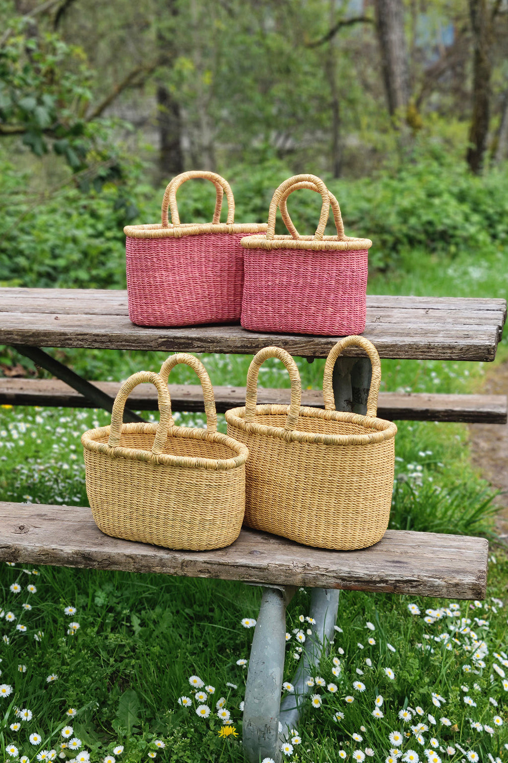 Set of Two Nesting Totes - Pink