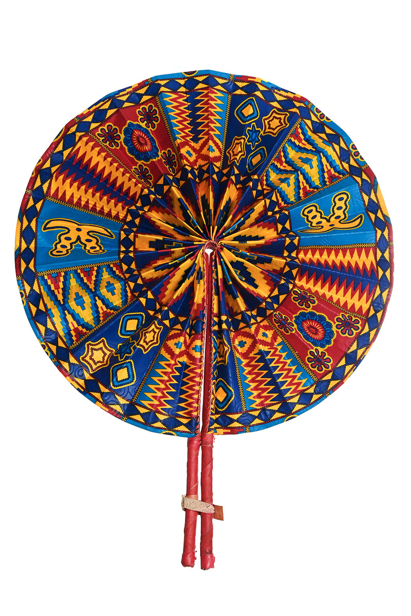 XL Ankara Fabric Folding Wall Art Fan