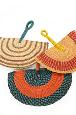 Assorted Elephant Grass Half-Moon Hand Fan