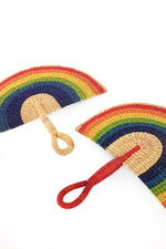 Rainbow Elephant Grass Half-Moon Hand Fan