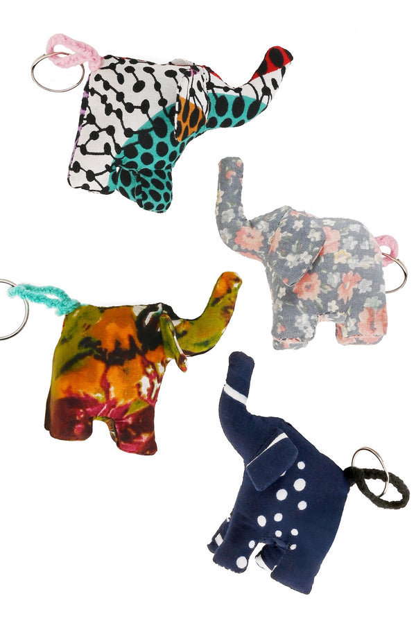 Baduba Fabric Elephant Keychain in Assorted Patterns