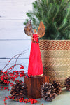 10" Red Sisal Angel Love and Light Holiday Sculpture