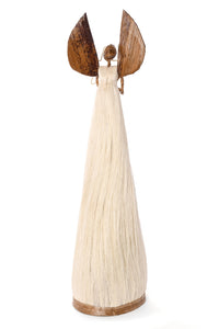Tall Natural Sisal Angel of Light Holiday Sculpture