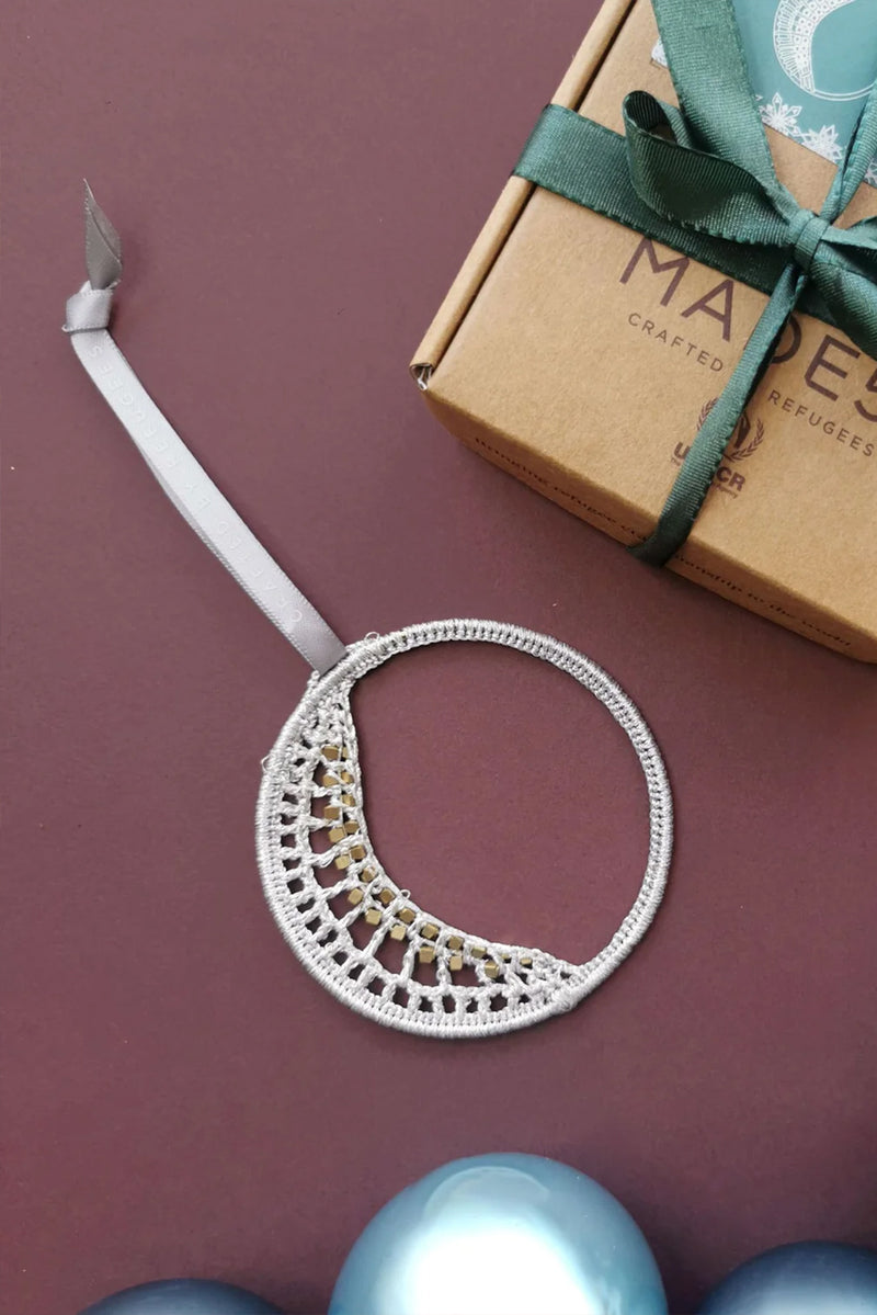 MADE51 Silver Moon Ornament, Crafted by Afghan refugees living in India