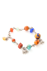 Colorful Beaded Elephant Charm Bracelet
