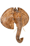 Kenyan Jacaranda Elephant Wall Mask with Bone Tusks
