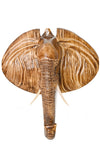 Kenyan Jacaranda Elephant Wall Mask with Bone Tusks