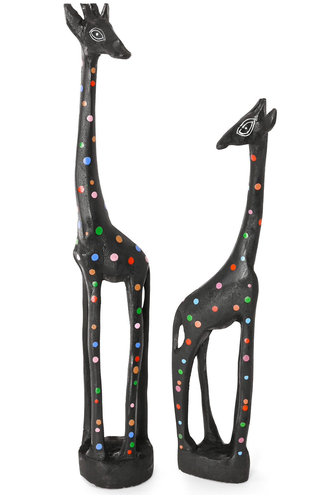 Small Black Jacaranda Giraffe with Rainbow Polka Dots