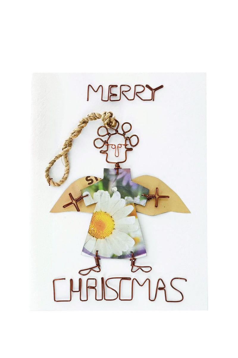 Recycled Metal Angel Note Card with Detachable Ornament