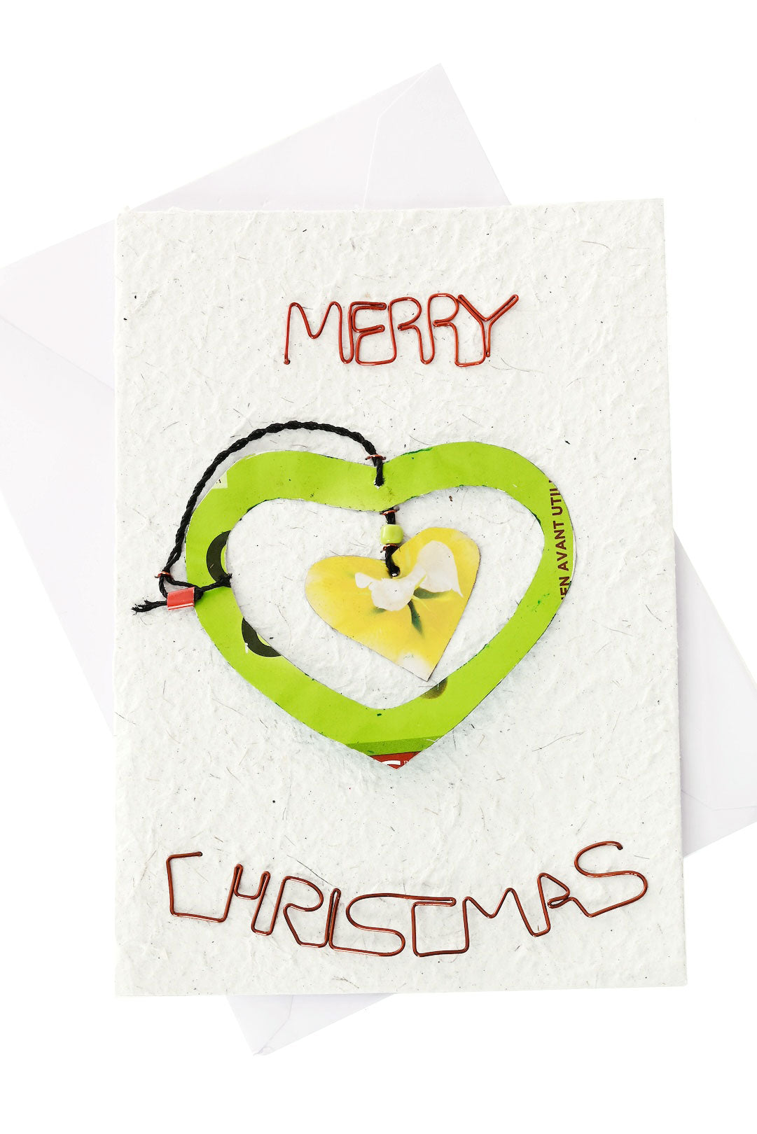 Recycled Metal Heart Note Card with Detachable Ornament