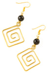 Kenyan Brass <i>Kipeo</i> Earrings with Glass Focal Bead