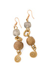 Brass & Recycled Glass Spiral Sands Earrings