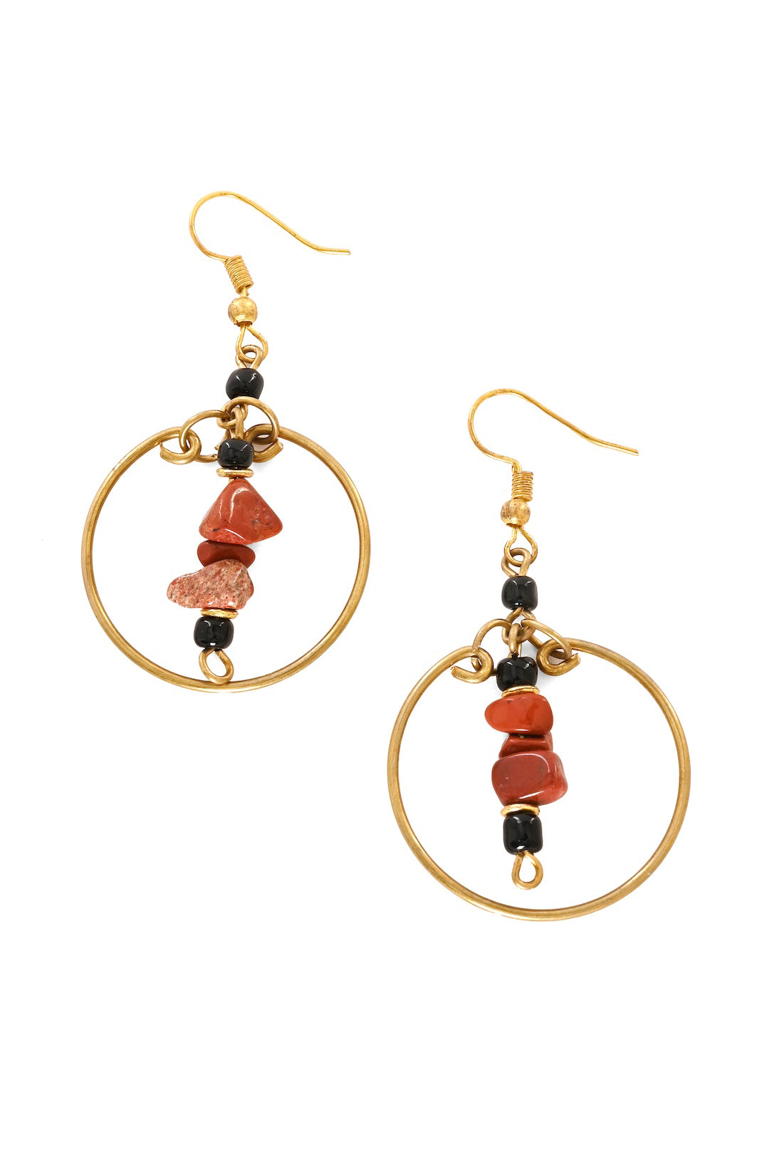 Red & Black Stone Swing Earrings