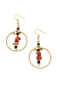 Red & Black Stone Swing Earrings