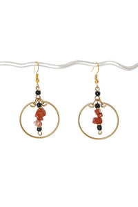 Red & Black Stone Swing Earrings