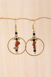 Red & Black Stone Swing Earrings