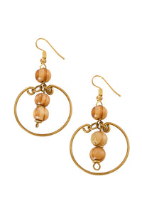 Natural Wood & Brass Swing Earrings