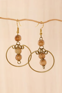 Natural Wood & Brass Swing Earrings