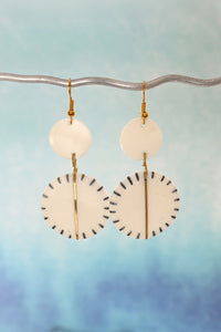 Etched Bone & Brass Disc Earrings
