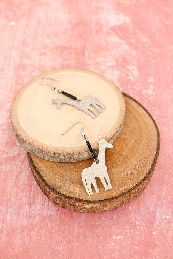 Stamped Aluminum Giraffe Earrings