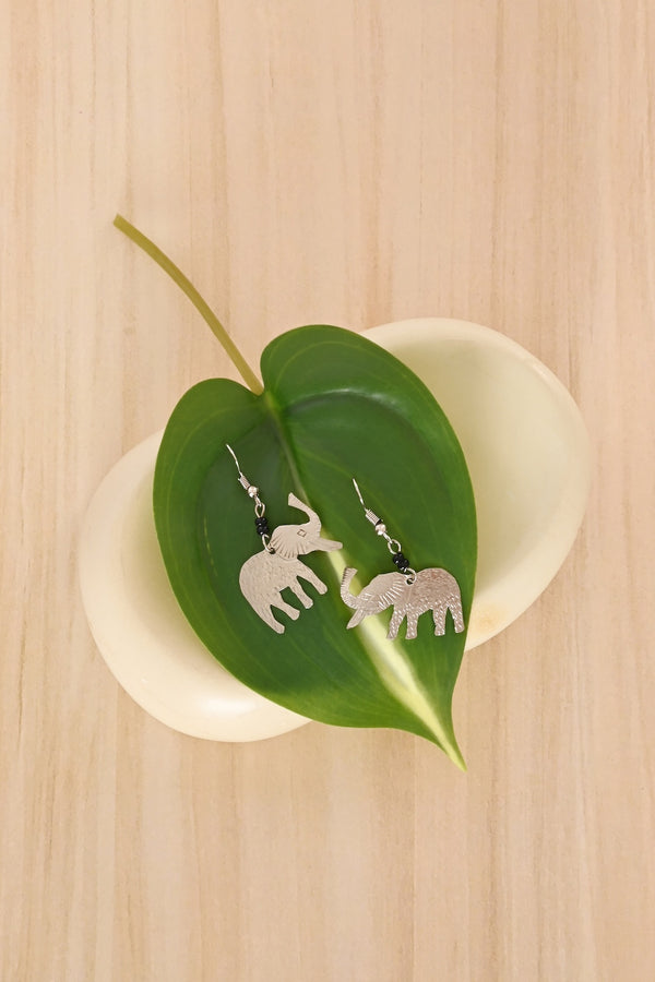 Stamped Aluminum Elephant Earrings