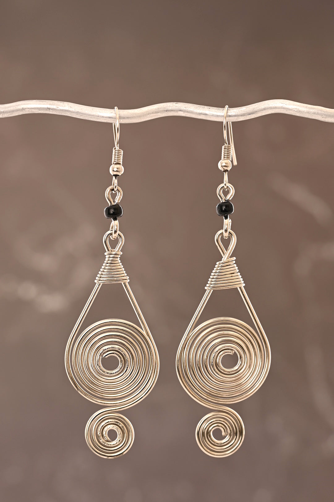 Aluminum Spiral Raindrop Earrings